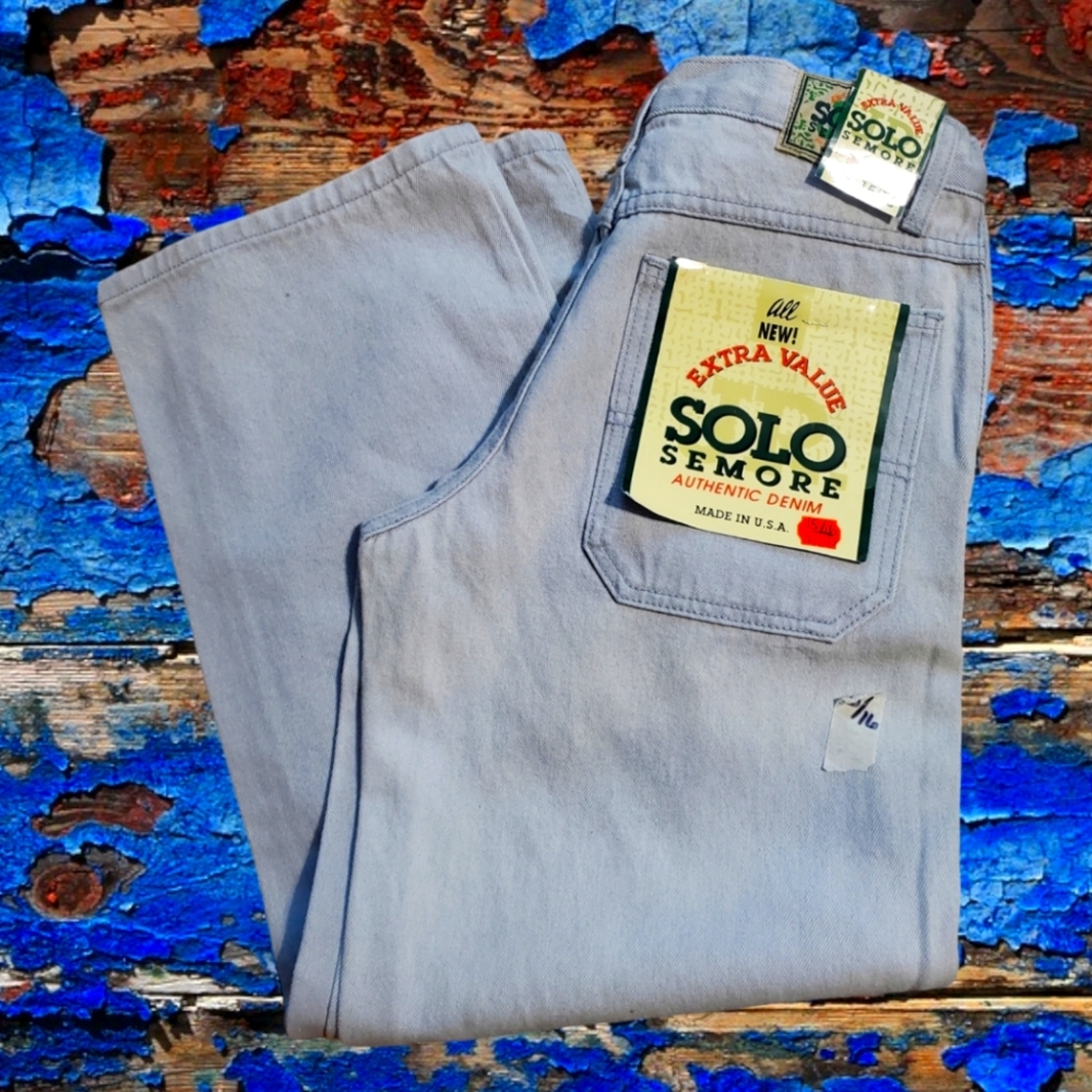 Vintage 90s Y2K Solo Semore Jr Beige Jeans 15/16 youth USA Made Baggy NWT